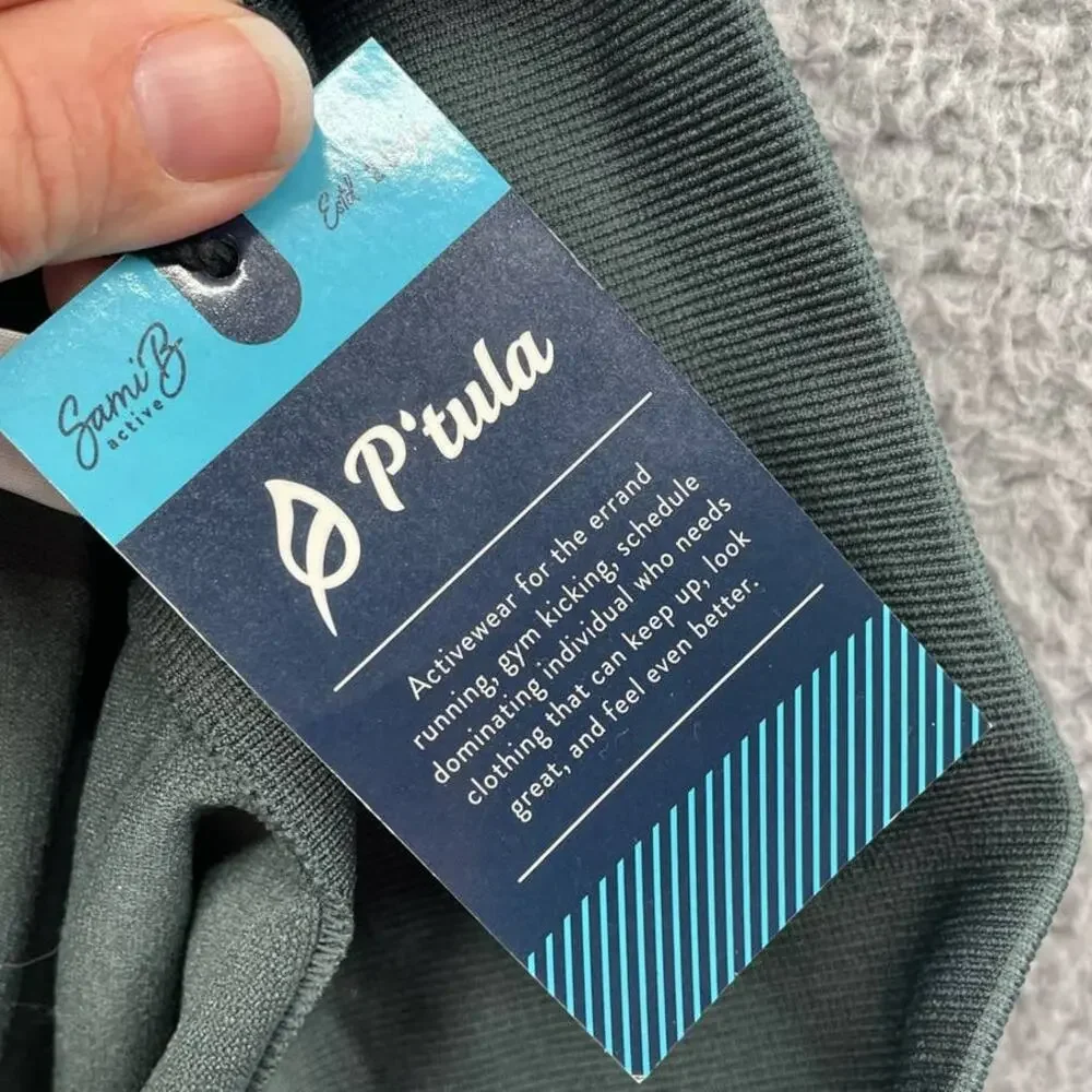 P'TULA Leggings XS Green Seamless High Rise Cropped Athleisure Workout Shaping - Picture 9 of 9